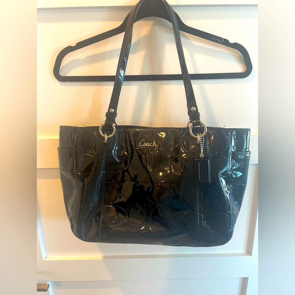 Coach Black Patent Leather Tote